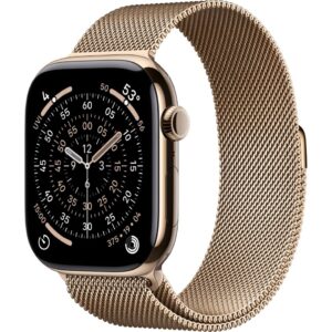 Apple Watch Series 11 46mm Gold Titanium Case with Gold Milanese Loop